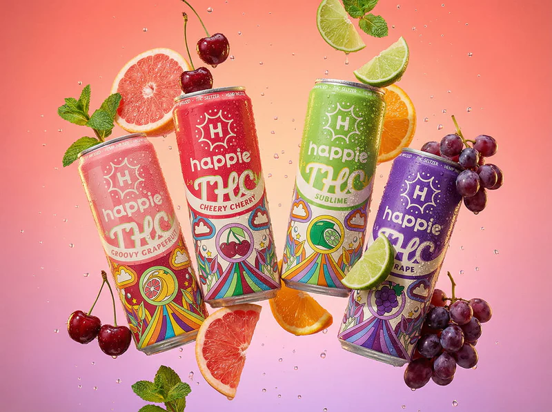 Happie THC seltzer cans